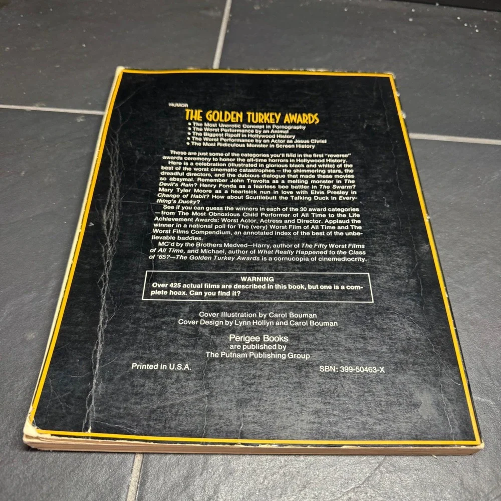 The Golden Turkey Awards Harry Michael Medved 1980 First Perigee Printing Humor